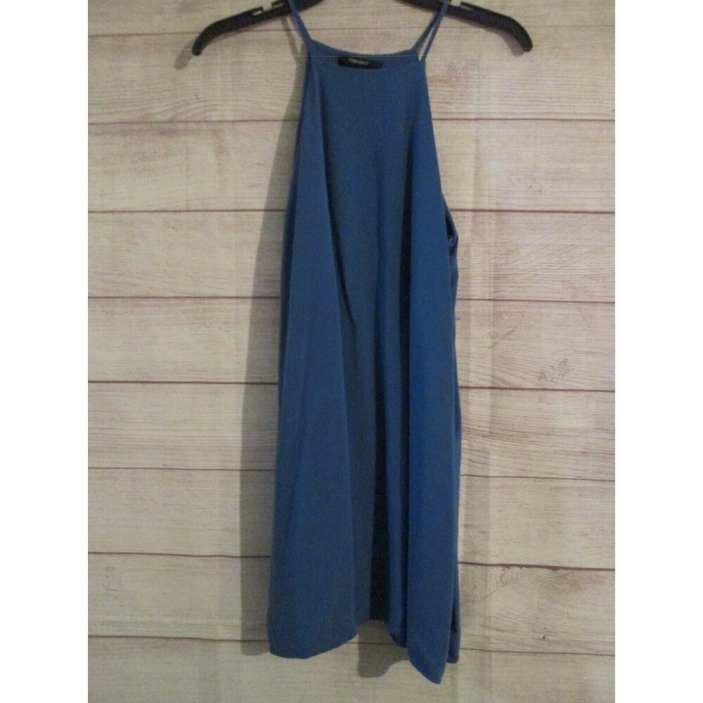 Forever 21 Sleeveless Dress Size Medium Blue Tunic Lightweight Midi Fit & Flare